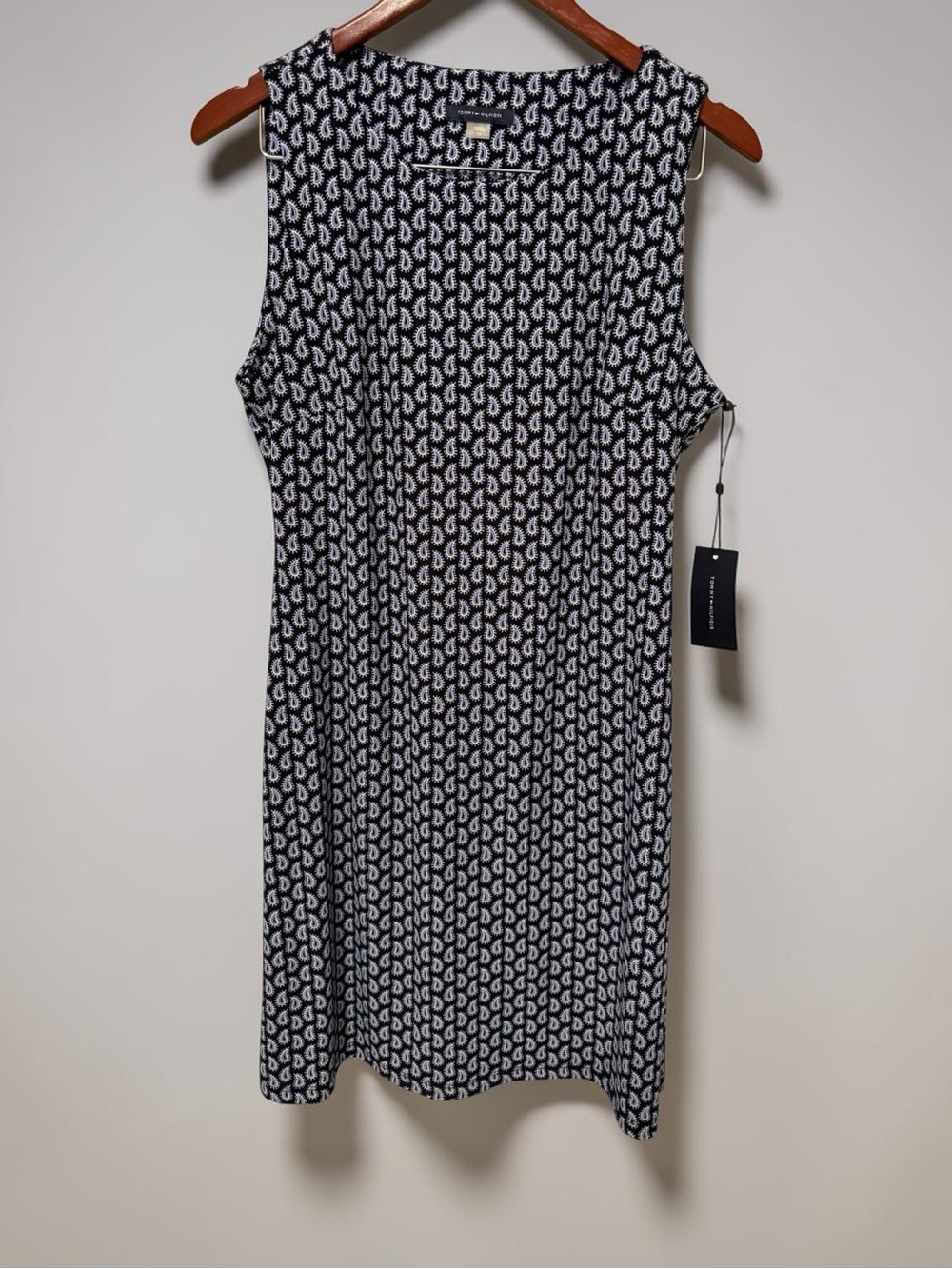 NWT! Tommy Hilfiger Navy Blue White Print Sleeveless Dress
